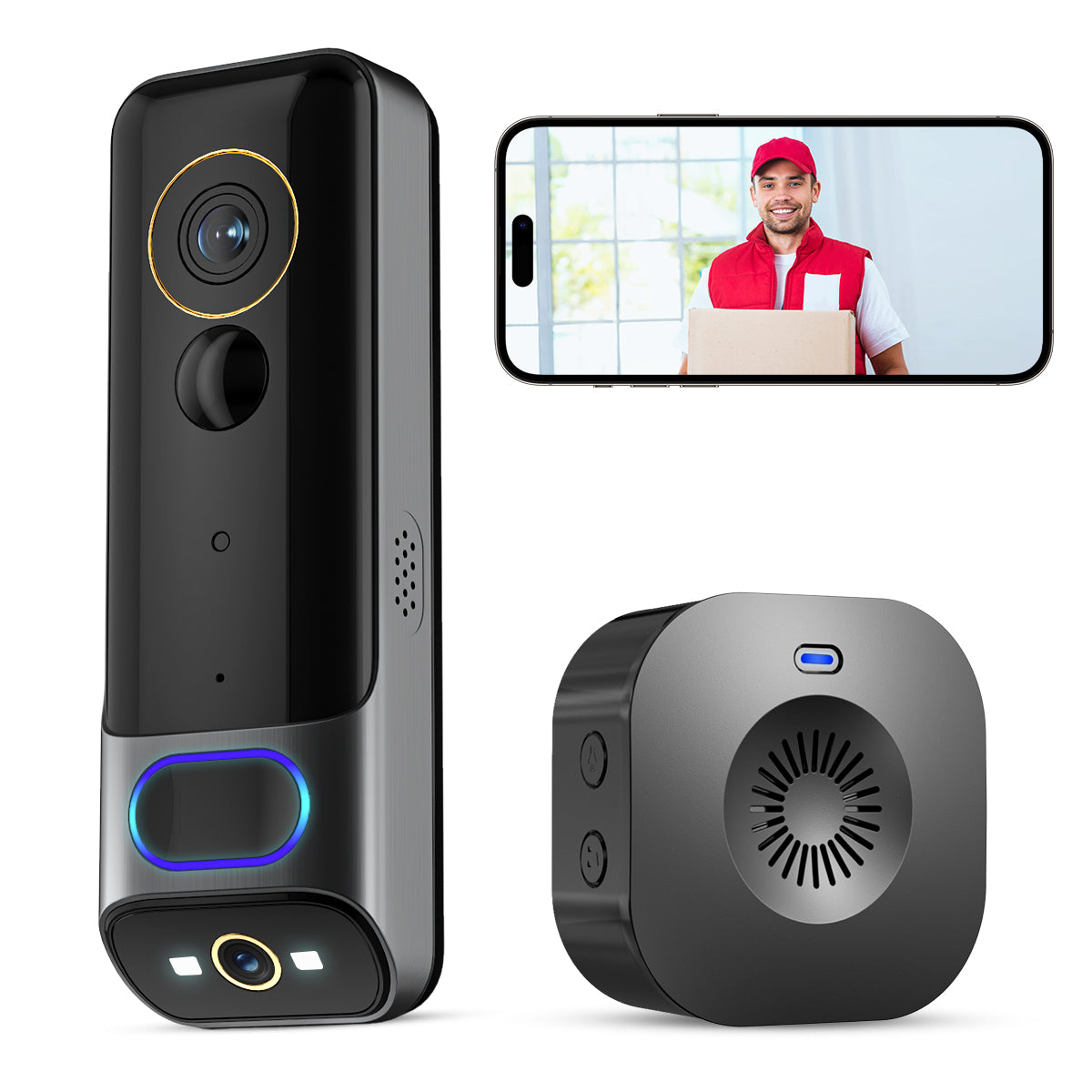 Dual Camera Video Doorbell with Chime Geonfino Smart Locks