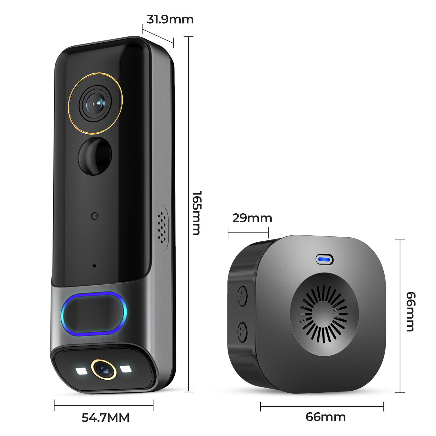 Dual Camera Video Doorbell with Chime Geonfino Smart Locks