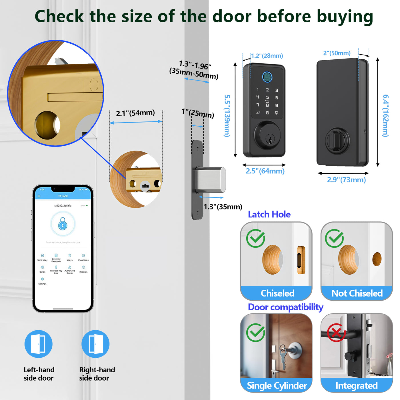 Smart Door Lock 5-in-1 Keyless Entry Door Lock