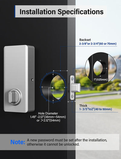 GEONFINO Smart Lock - Bluetooth Keyless Entry Door Lock with Touchscreen Keypad Deadbolt, IC Card - Security Waterproof Smart Lock for Home and Office (Silver)
