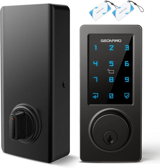 Smart Keyless Entry Door Lock - Bluetooth App, Electronic Keypad, IC Card, Spare Keys - Waterproof Deadbolt for Easy Installation, Ideal for Home, Apartment, Office, and Hotel Security